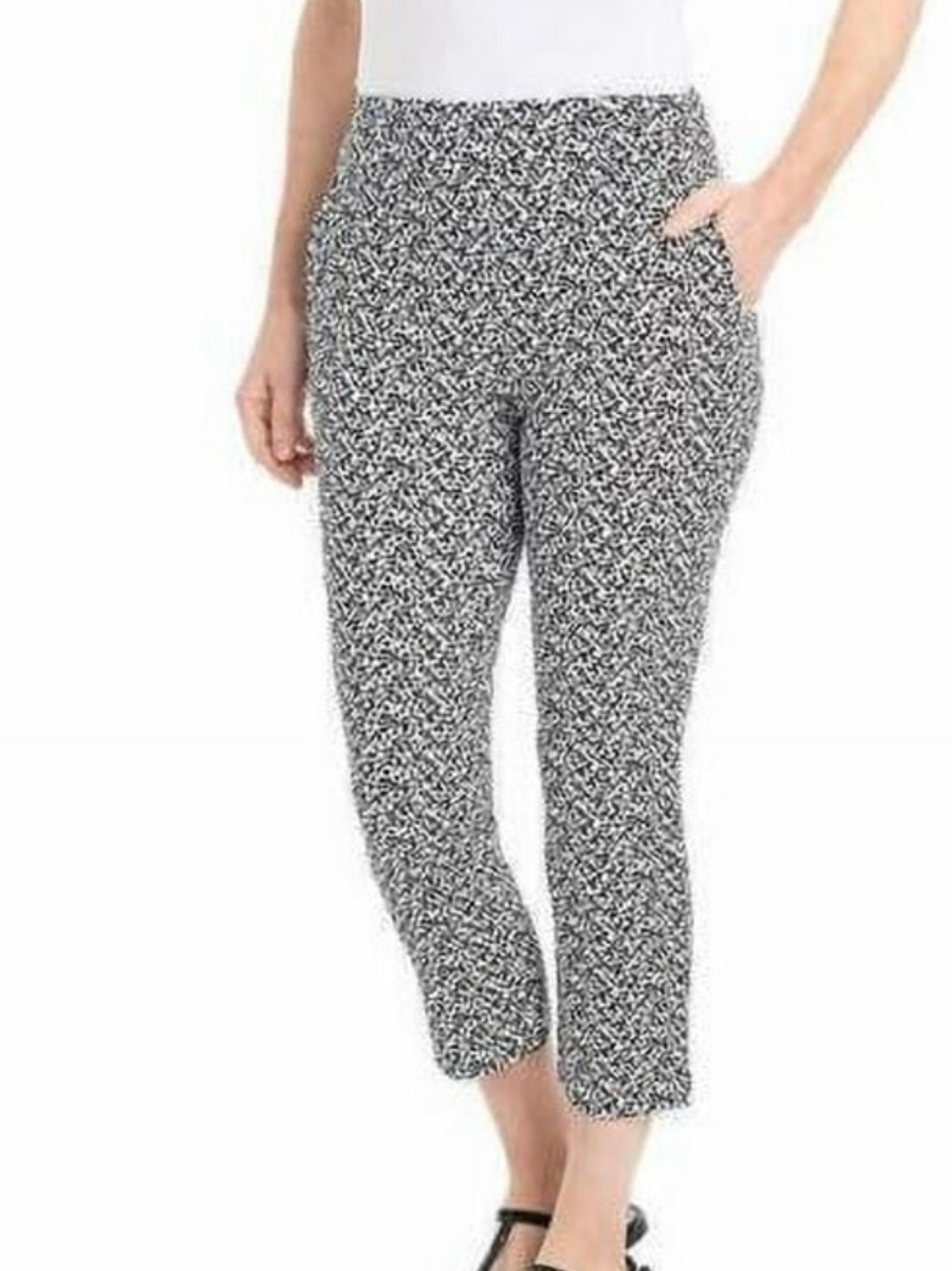 Hilary Radley Black and White Geo Print Pants